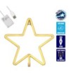 GloboStar® 78585 Φωτιστικό Ταμπέλα Φωτεινή Επιγραφή NEON LED Σήμανσης STAR 5W με Καλώδιο Τροφοδοσίας USB - Μπαταρίας 3xAAA (Δεν Περιλαμβάνονται) - Θερμό Λευκό 2700K